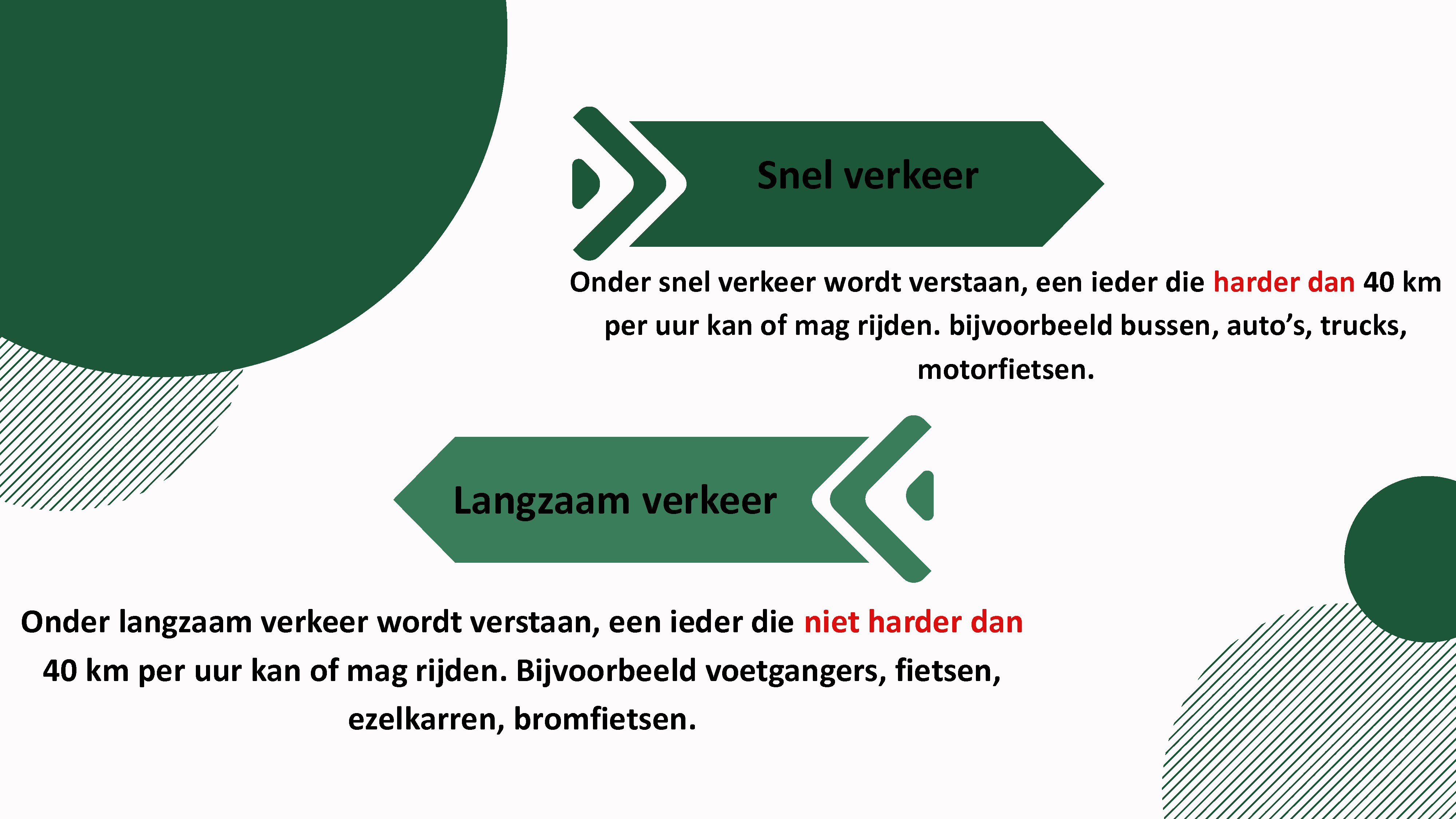 Snel verkeer en langzaam verkeer definities